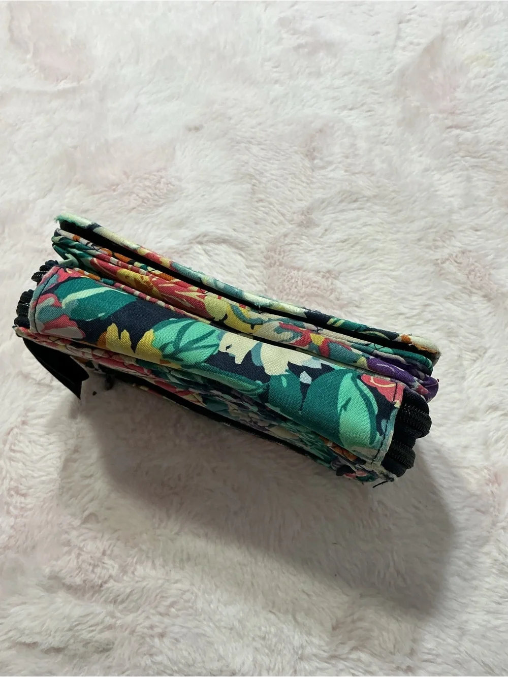 Vera Bradley Quilted Floral Wallet in Teal, Navy & Cream